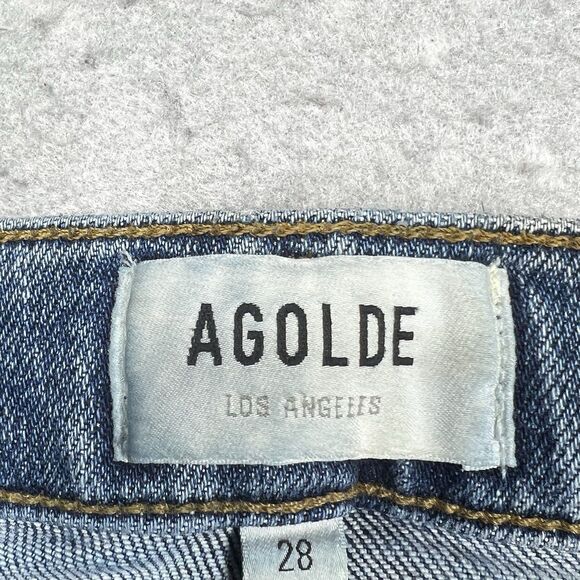 Agolde Jeans Womens 28 Blue Toni Skinny Made in USA Light Wash Stretch Raw Hem - Picture 8 of 11